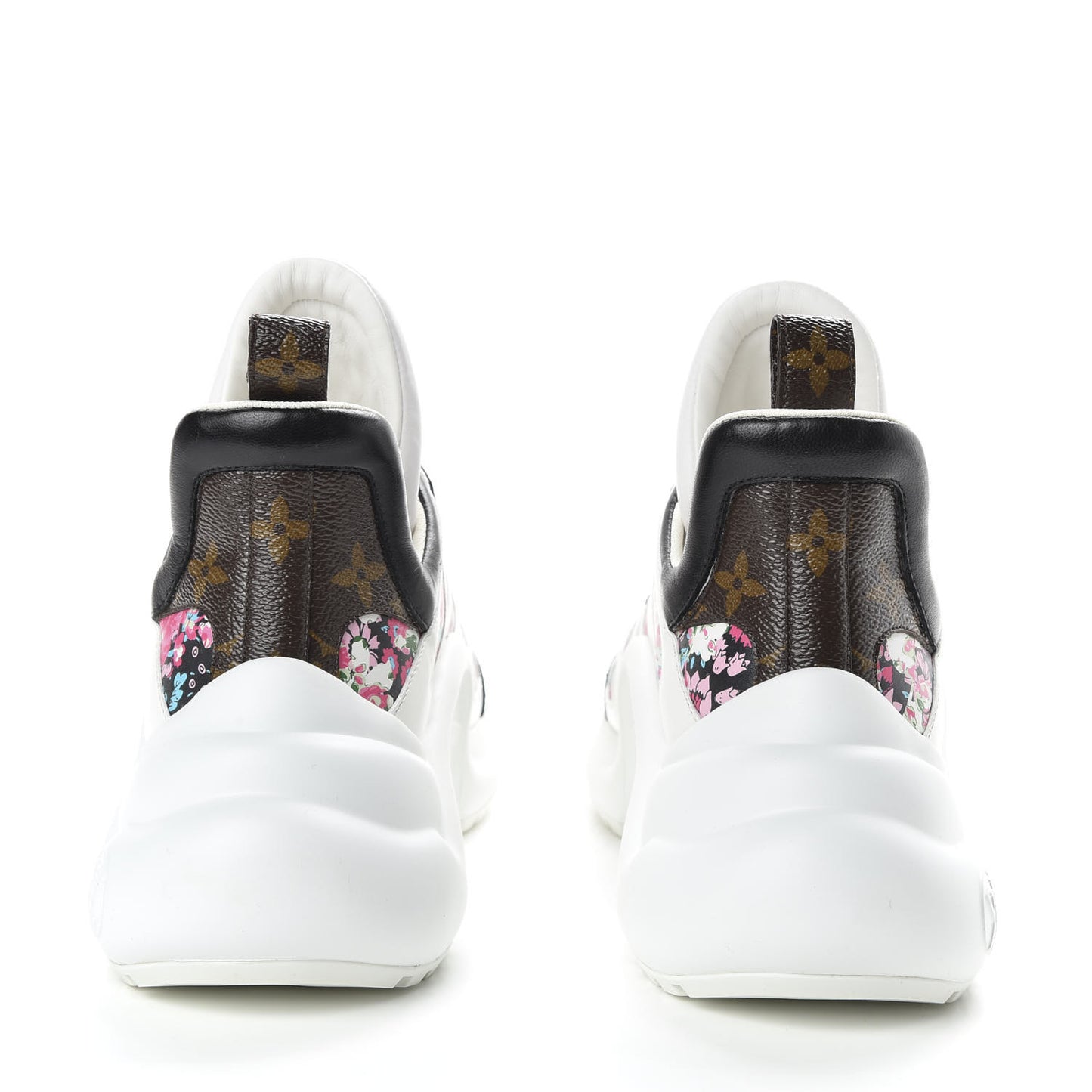 Flower Printed Calfskin Monogram LV Archlight Sneakers 39 Black Rose