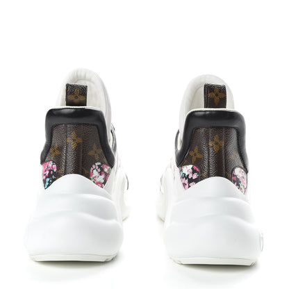Louis Vuitton Flower Printed Calfskin Monogram LV Archlight Sneakers 39 Black Rose 6 of 9
