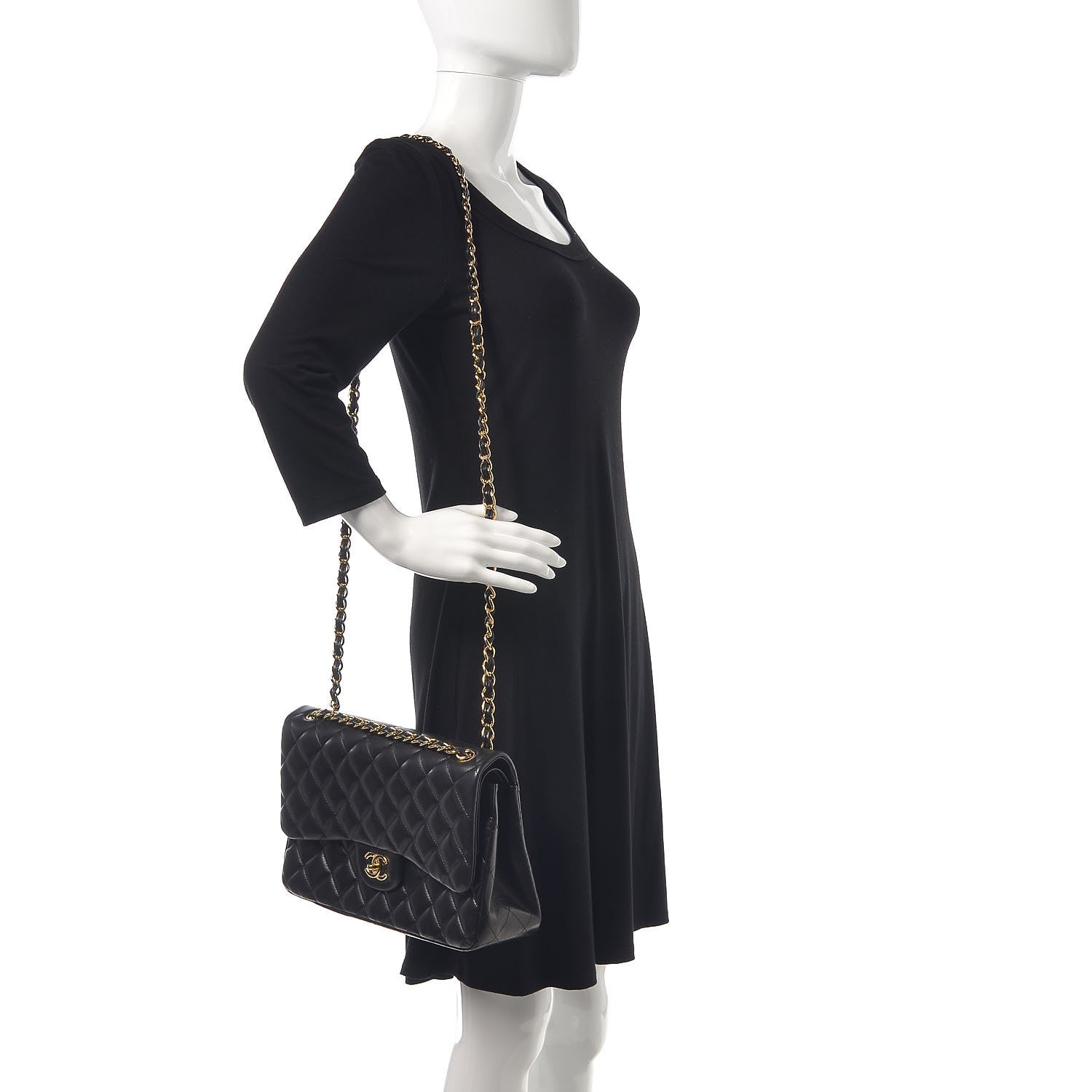Chanel Lambskin Quilted Jumbo Double Flap Black 2 of 10