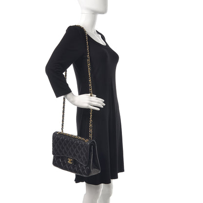 Chanel Lambskin Quilted Jumbo Double Flap Black 2 of 10