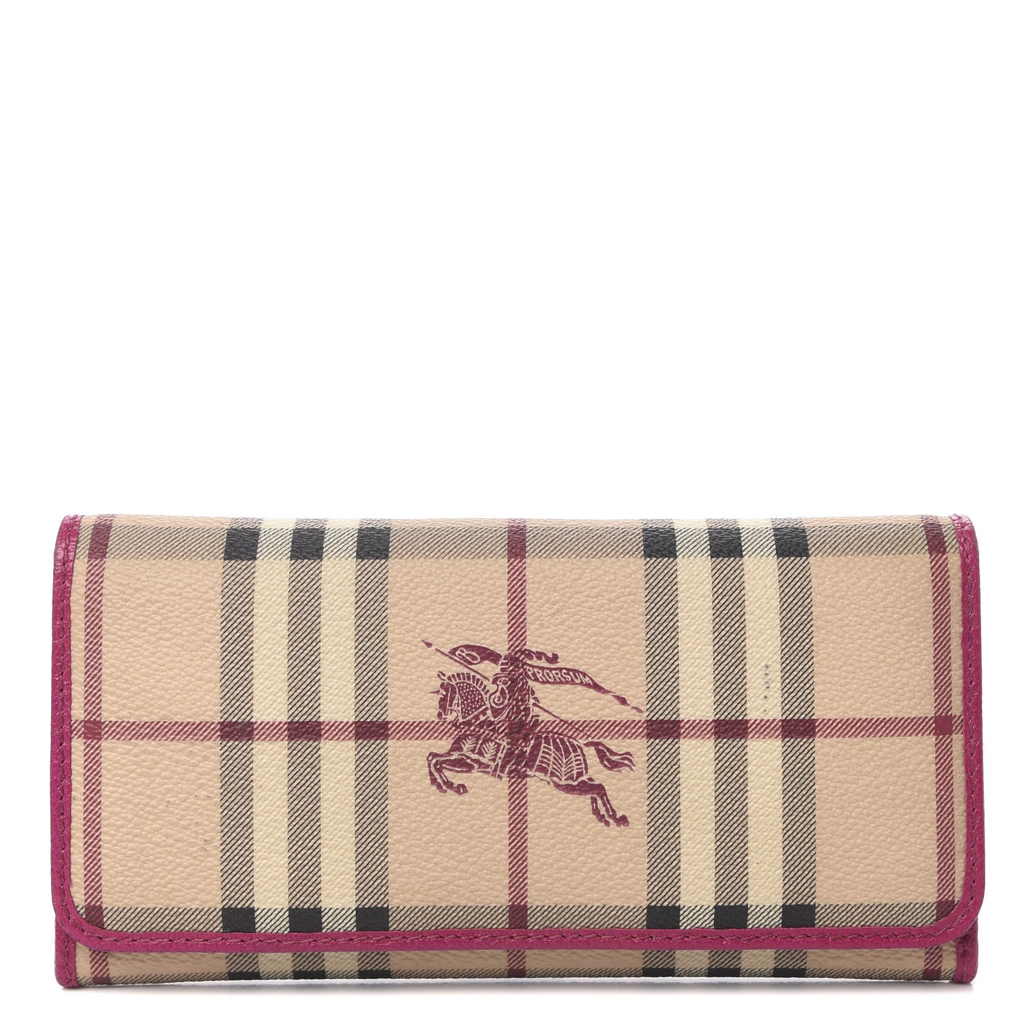 Burberry Haymarket Check Continental Wallet Rhubarb Pink 1 of 10