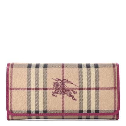 Burberry Haymarket Check Continental Wallet Rhubarb Pink 1 of 10