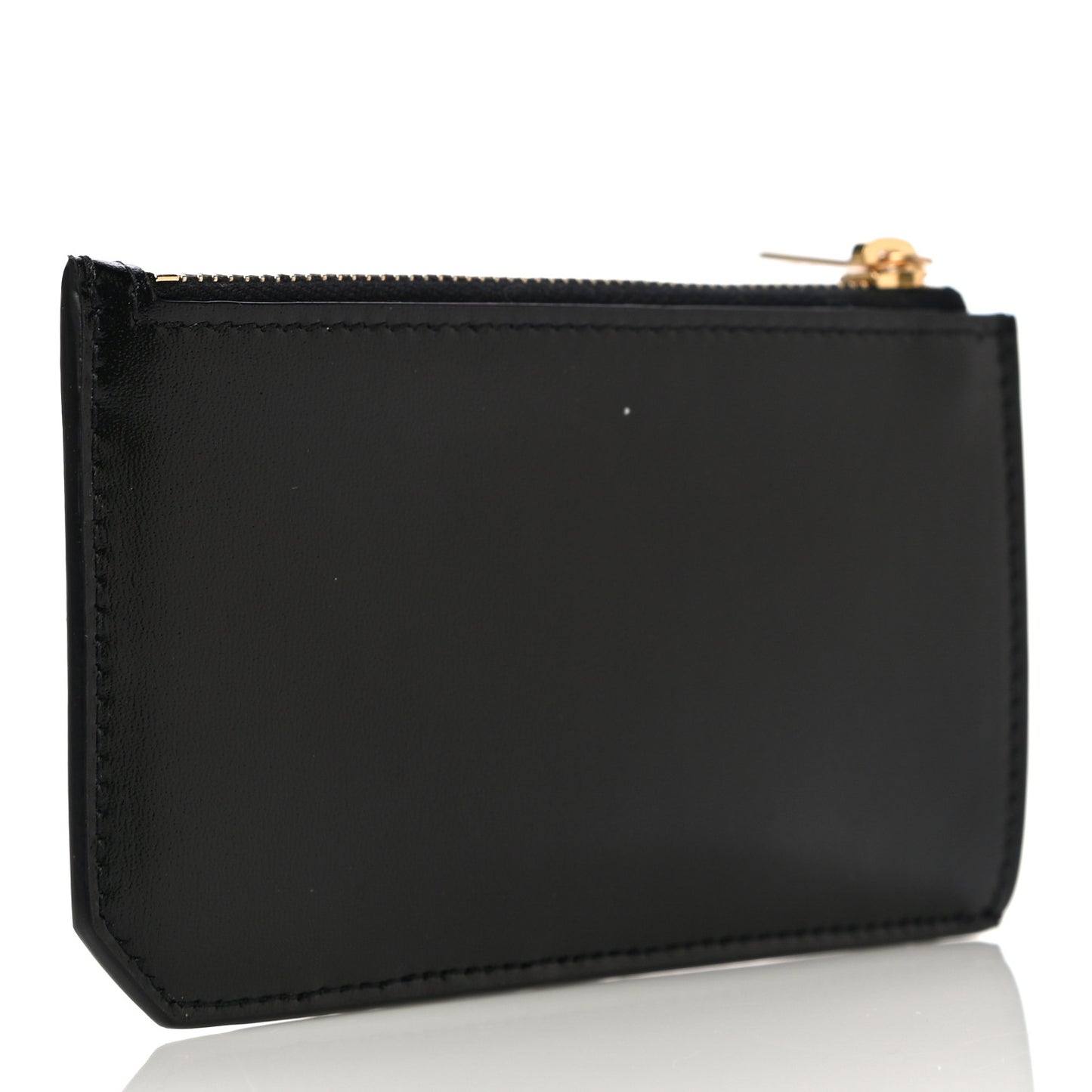 Calfskin 5 Fragments Zip Pouch Card Holder Black