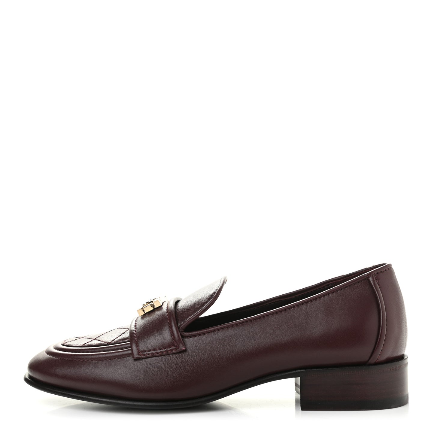 Lambskin Quilted Womens CC Loafers 37 Bordeaux