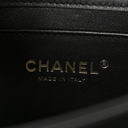 Chanel Shiny Calfskin Quilted Mini Metal Top Handle Flap Black 6 of 12