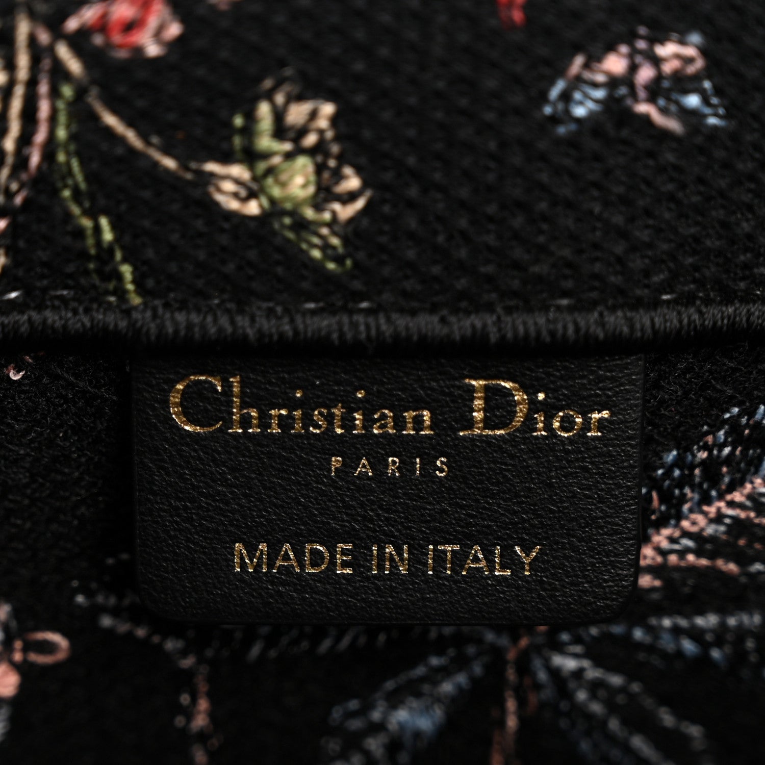 Christian Dior Canvas Embroidered Medium Cabinet De Curiosites Book Tote Black Multicolor 6 of 11