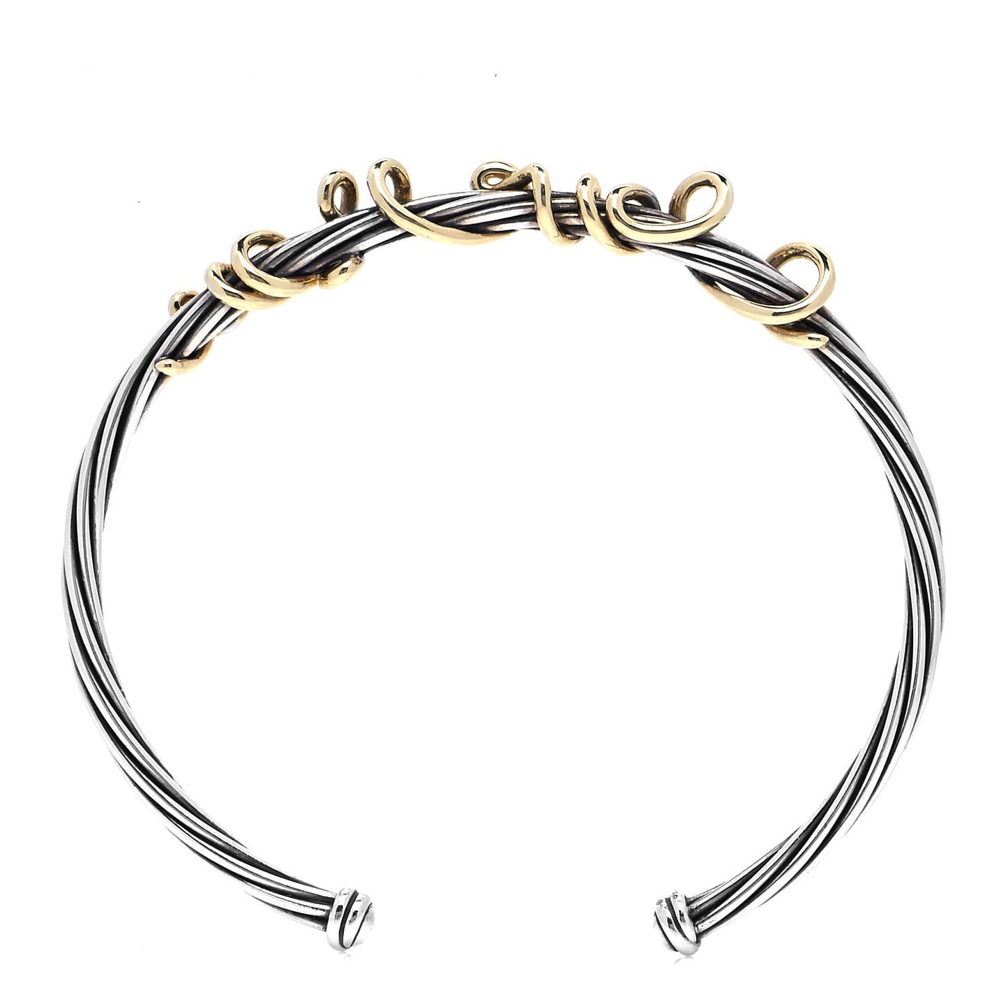 Sterling Silver 14K Yellow Gold DY Whispers I Love You Bracelet