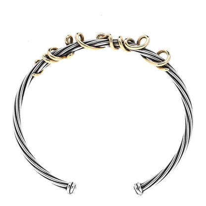 David Yurman Sterling Silver 14K Yellow Gold DY Whispers I Love You Bracelet 3 of 6