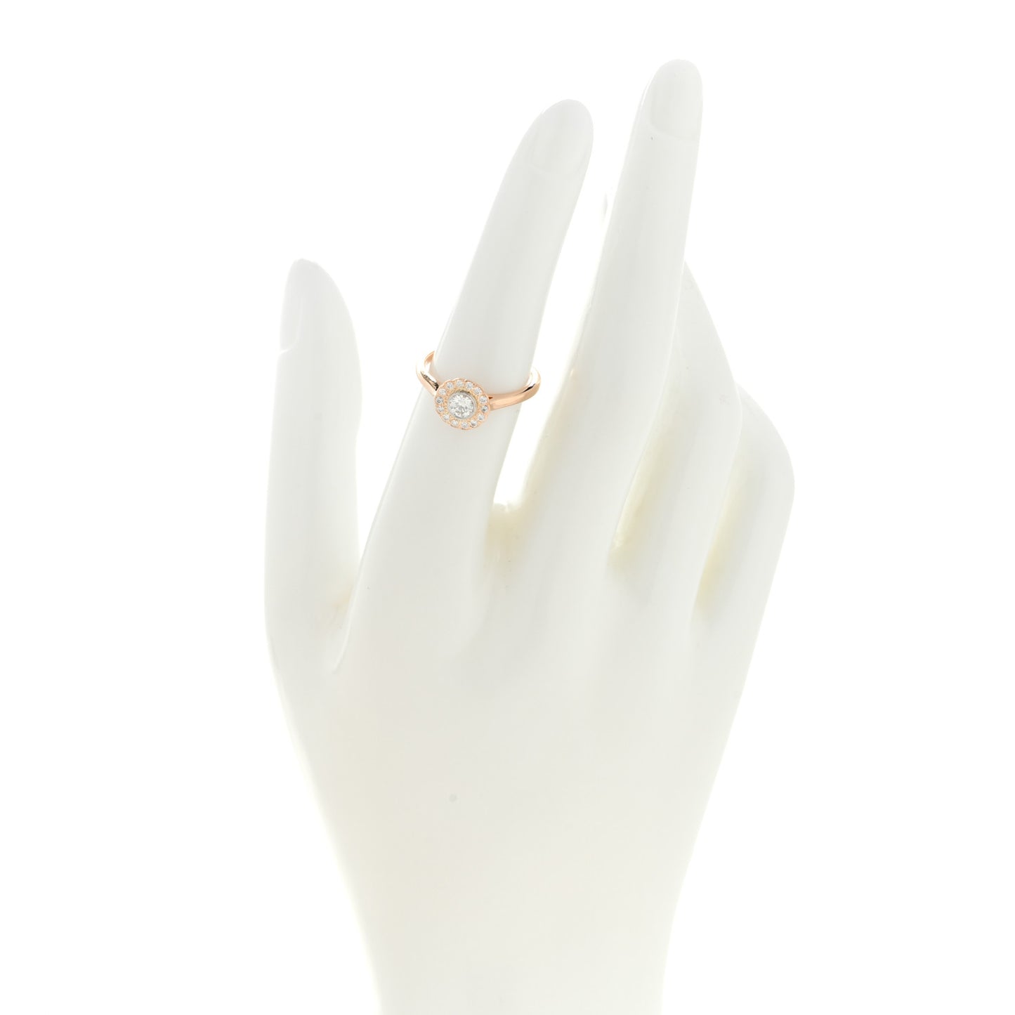 18K Rose Gold Platinum Diamond Round Enchant Flower Ring 51 5.75