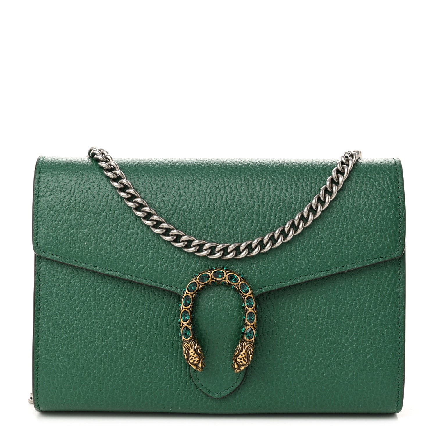 Gucci Calfskin Mini Dionysus Chain Wallet Emerald 1 of 11