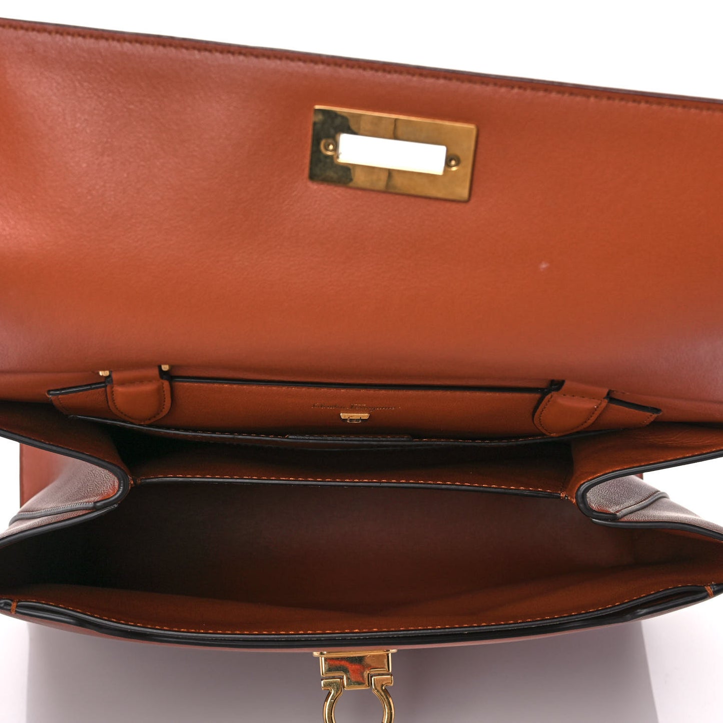 Calfskin Trifolio Top Handle Bag Siena Tan