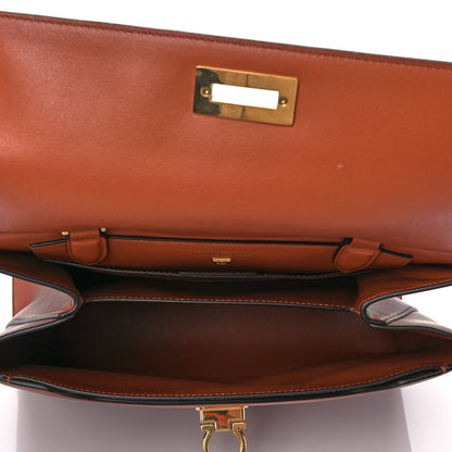 Salvatore Ferragamo Calfskin Trifolio Top Handle Bag Siena Tan 5 of 12