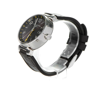 Louis Vuitton Stainless Steel Alligator 41mm Tambour GMT Automatic Watch Brown 3 of 12