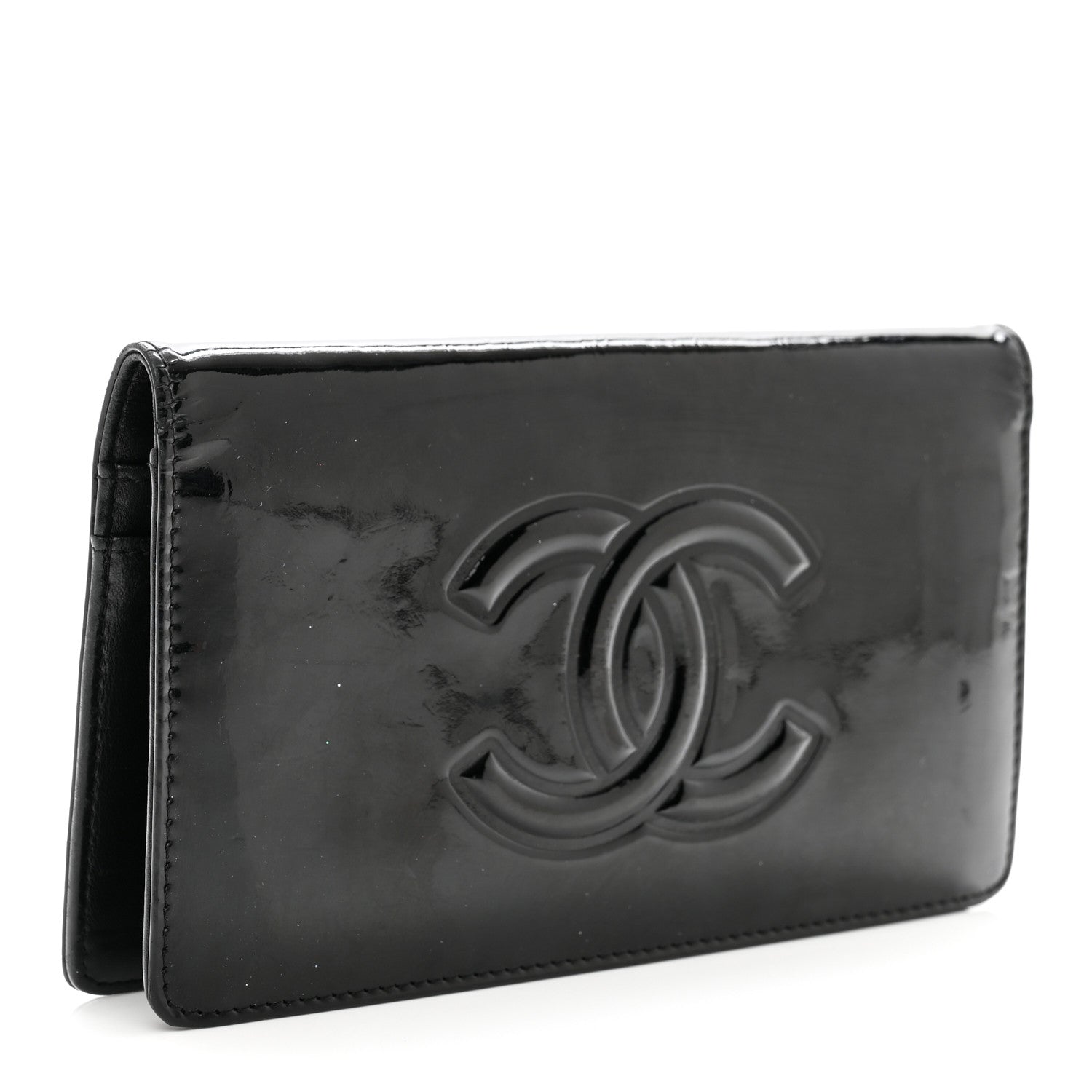 Chanel Patent Camellia Yen Wallet Black 3 of 10