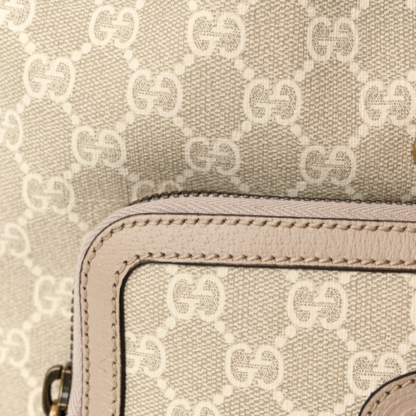 GG Supreme Monogram Azalea Calfskin Retro Interlocking G Buckle Backpack Beige Mystic White