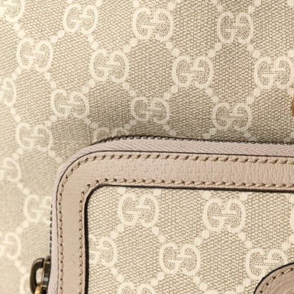 Gucci GG Supreme Monogram Azalea Calfskin Retro Interlocking G Buckle Backpack Beige Mystic White 11 of 11