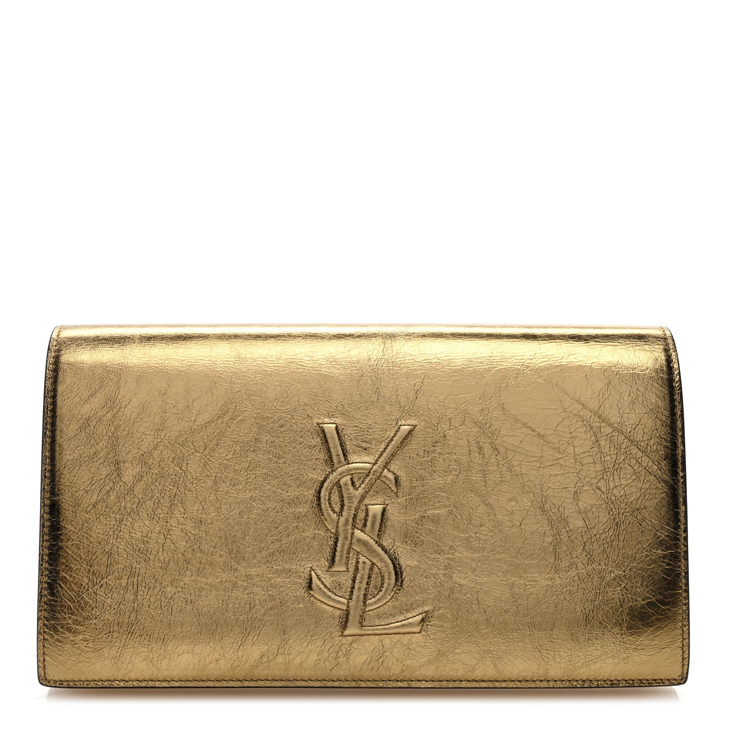 Saint Laurent Metallic Calfskin Monogram Large Belle De Jour Clutch Gold 1 of 6