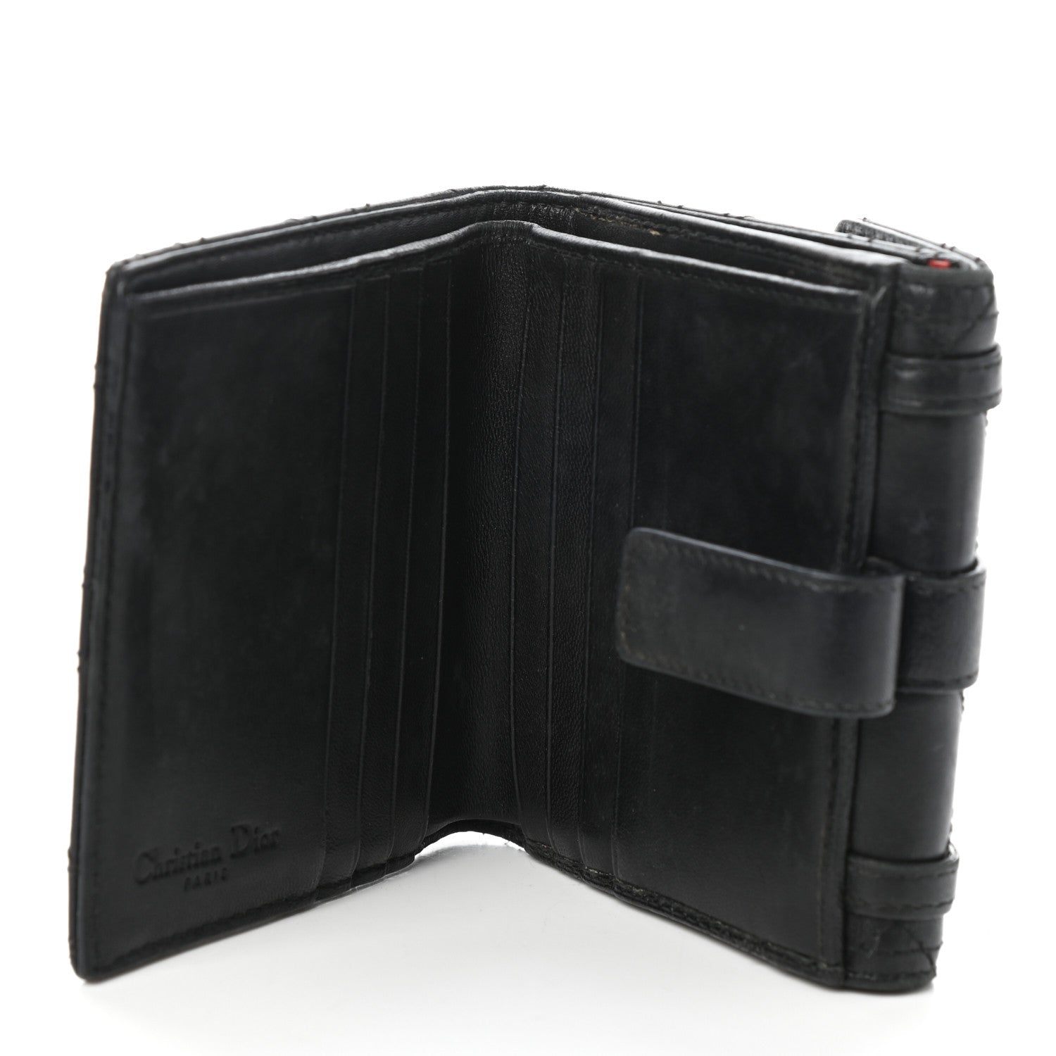 Christian Dior Lambskin Cannage D Flap Wallet Black 11 of 12