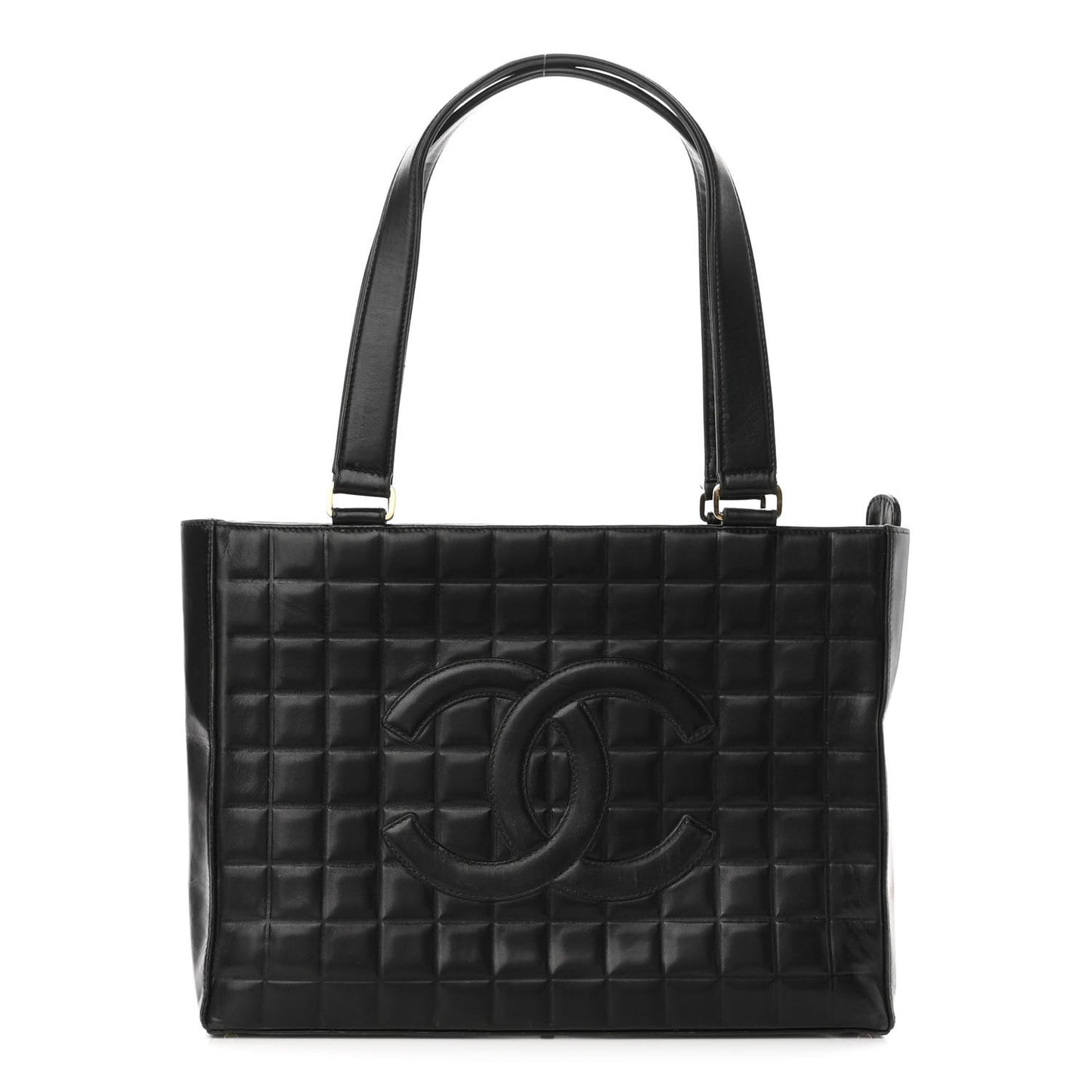 Lambskin Quilted Chocolate Bar Large Tote Black