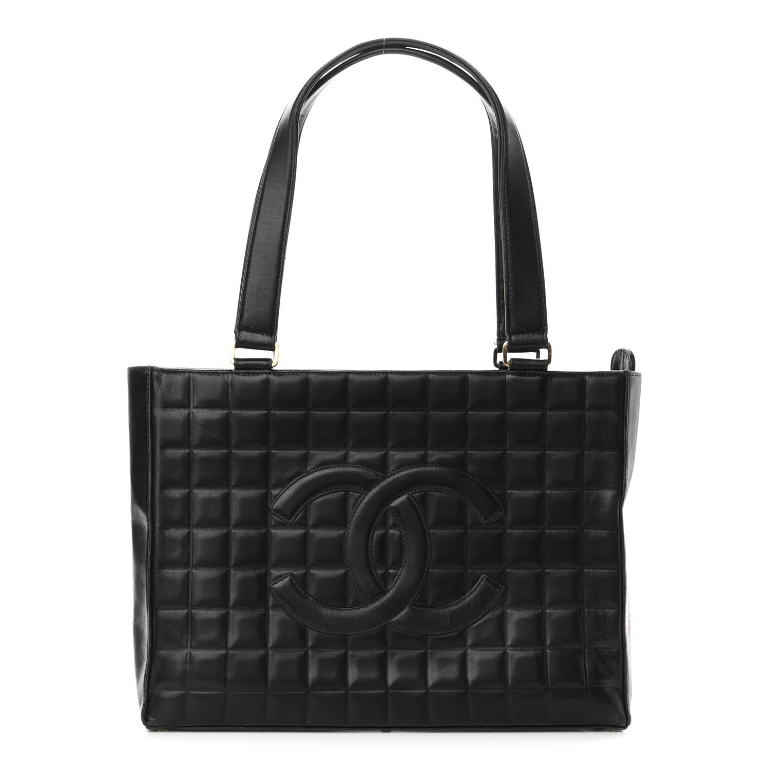 Chanel Lambskin Quilted Chocolate Bar Large Tote Black 1 of 9