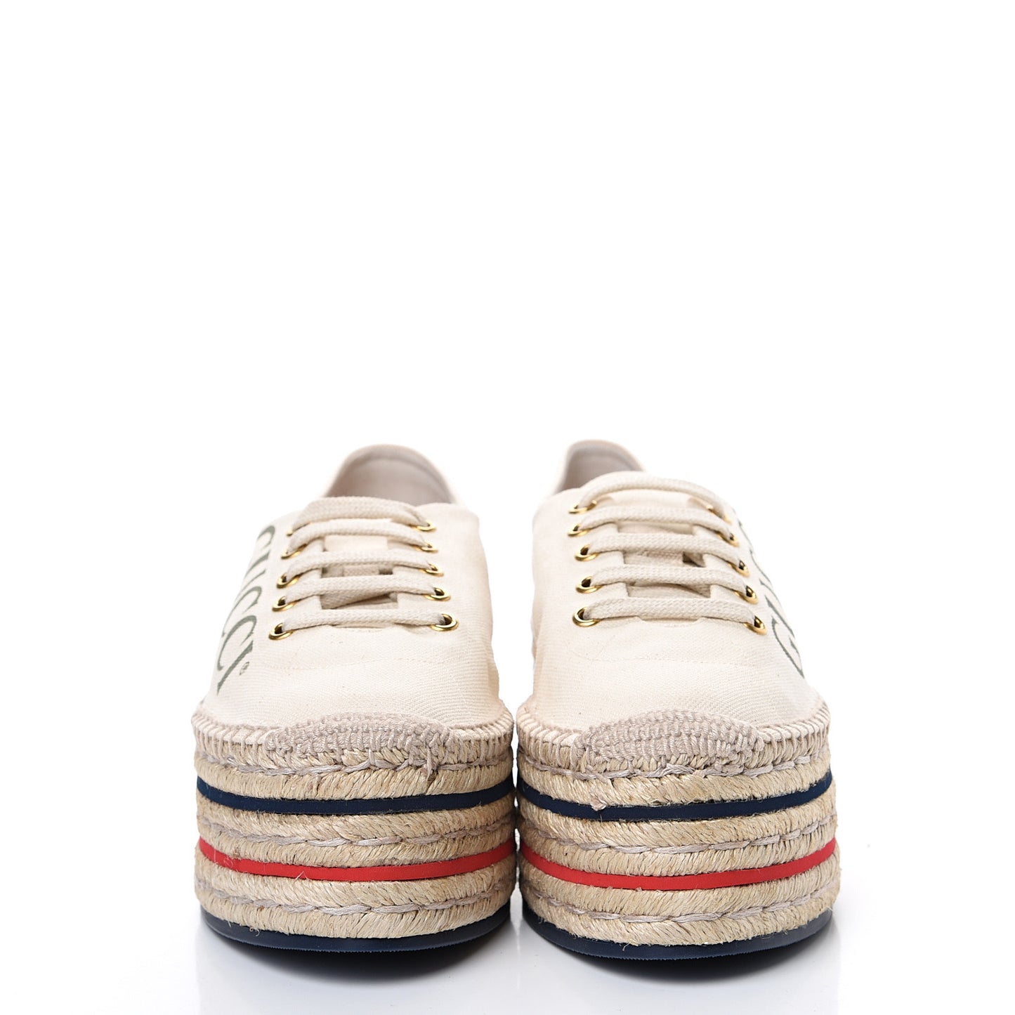 Canvas Logo Lace-Up Platform Espadrilles 39 Greggio Grege