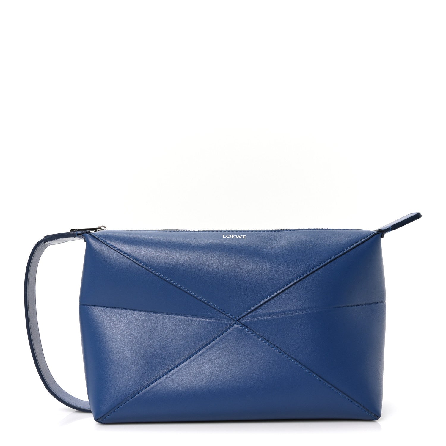 Loewe Calfskin Puzzle Fold Wash Bag Blue 1 of 10