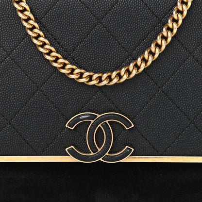 Chanel Caviar Suede Stitched Lady Coco Wallet On Chain WOC Black 8 of 11