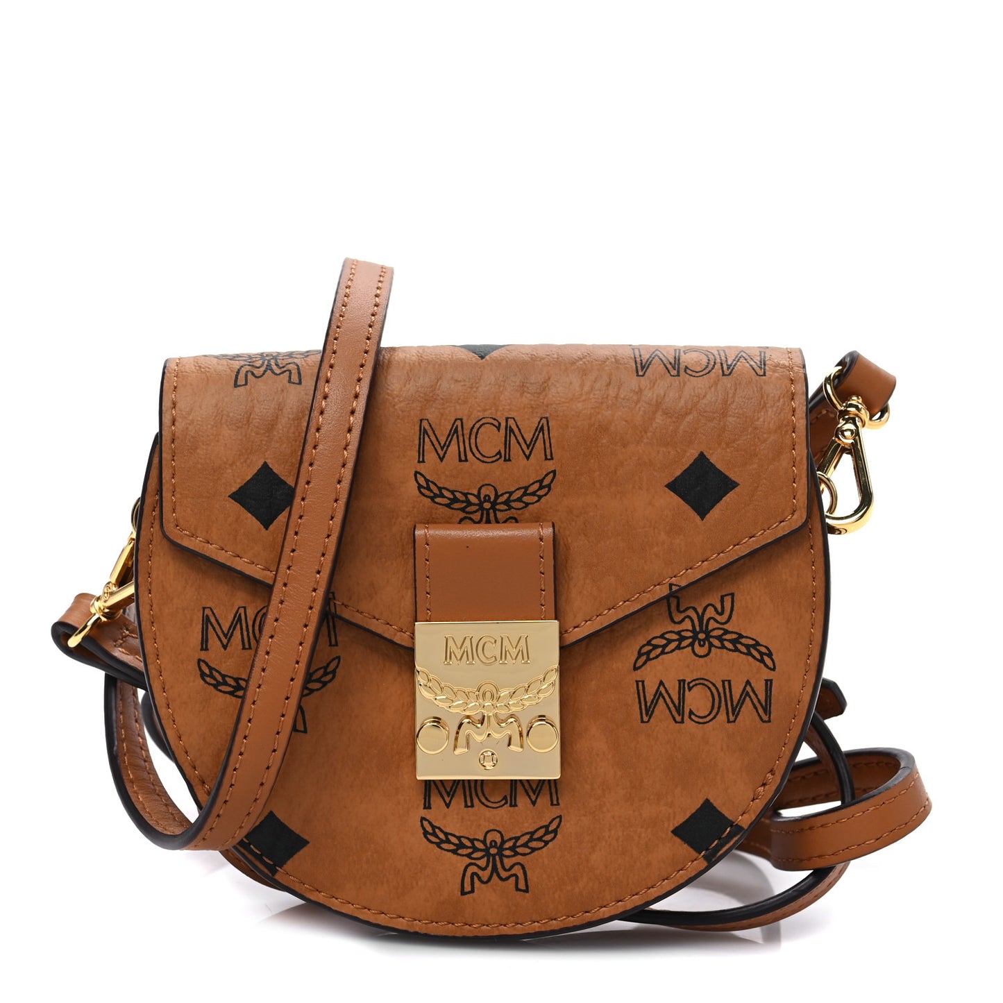 Visetos Small Patricia Round Crossbody Wallet Cognac