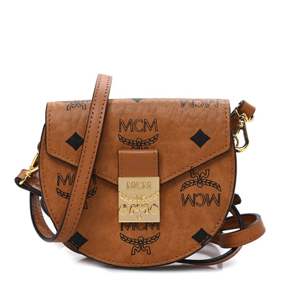 MCM Visetos Small Patricia Round Crossbody Wallet Cognac 1 of 6