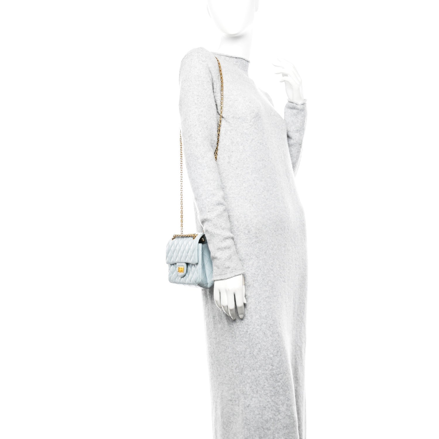 Chanel Aged Calfskin Quilted 2.55 Reissue Mini Flap Light Blue 2 of 11