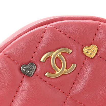 Chanel Lambskin Quilted Studded Round Clutch With Chain Dark Pink 11 of 11