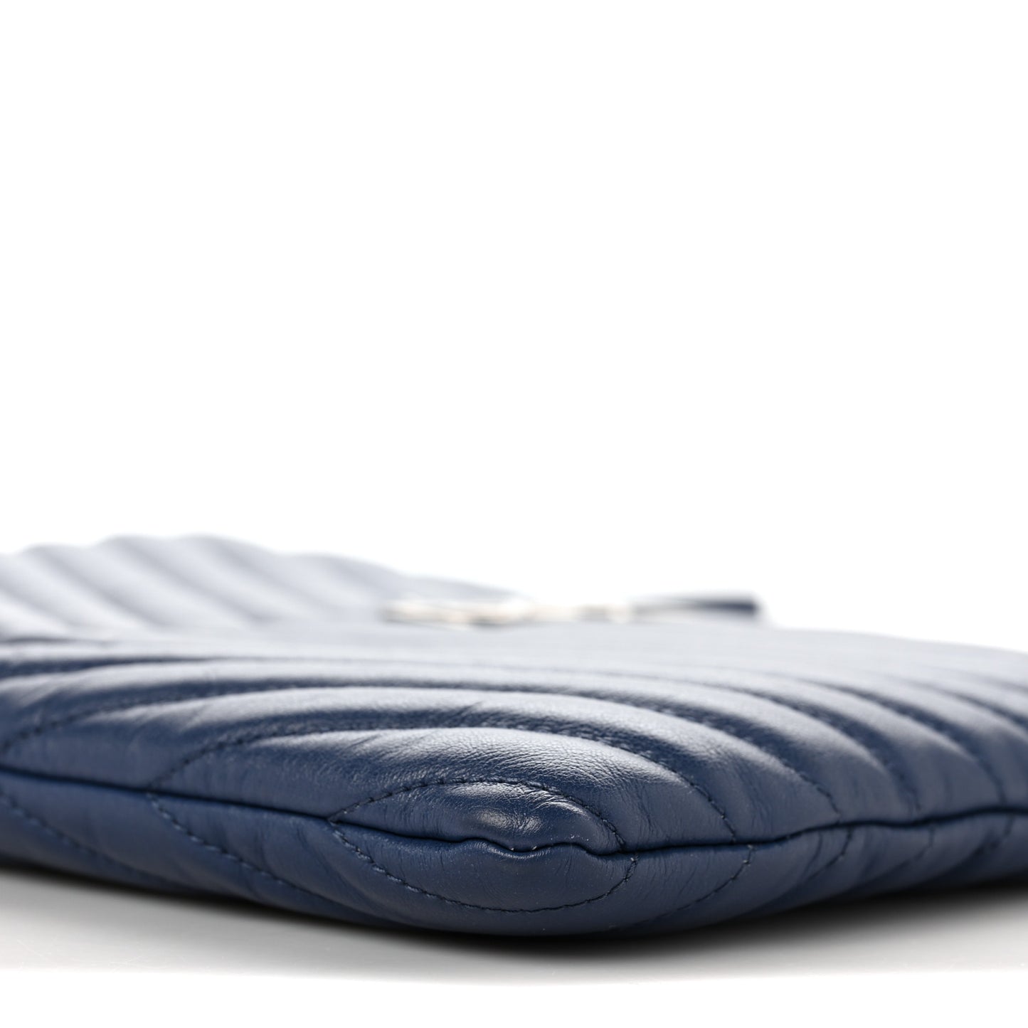Calfskin Matelasse Chevron Monogram A5 Wristlet Medium Blue