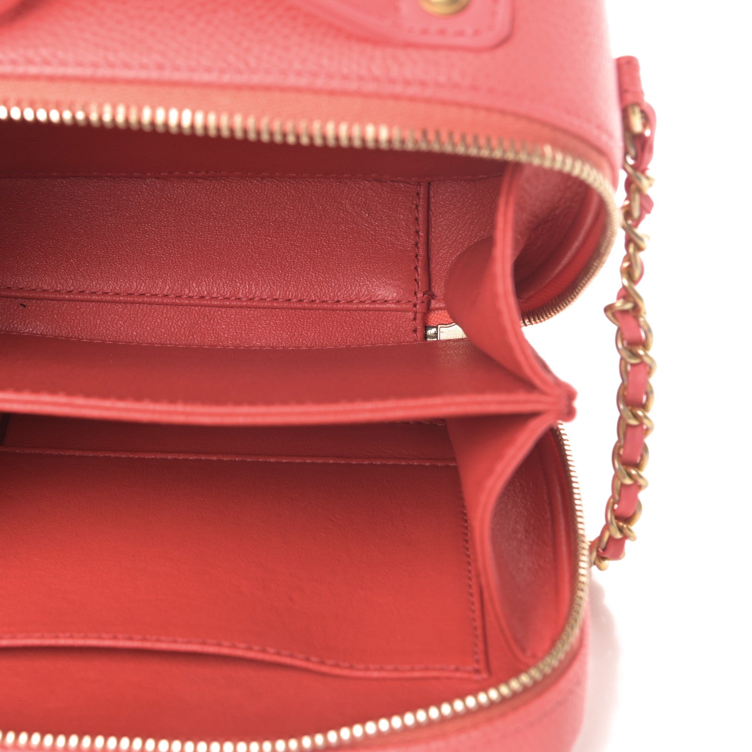 Chanel Caviar Quilted Small CC Filigree Vanity Case Coral 5 of 12
