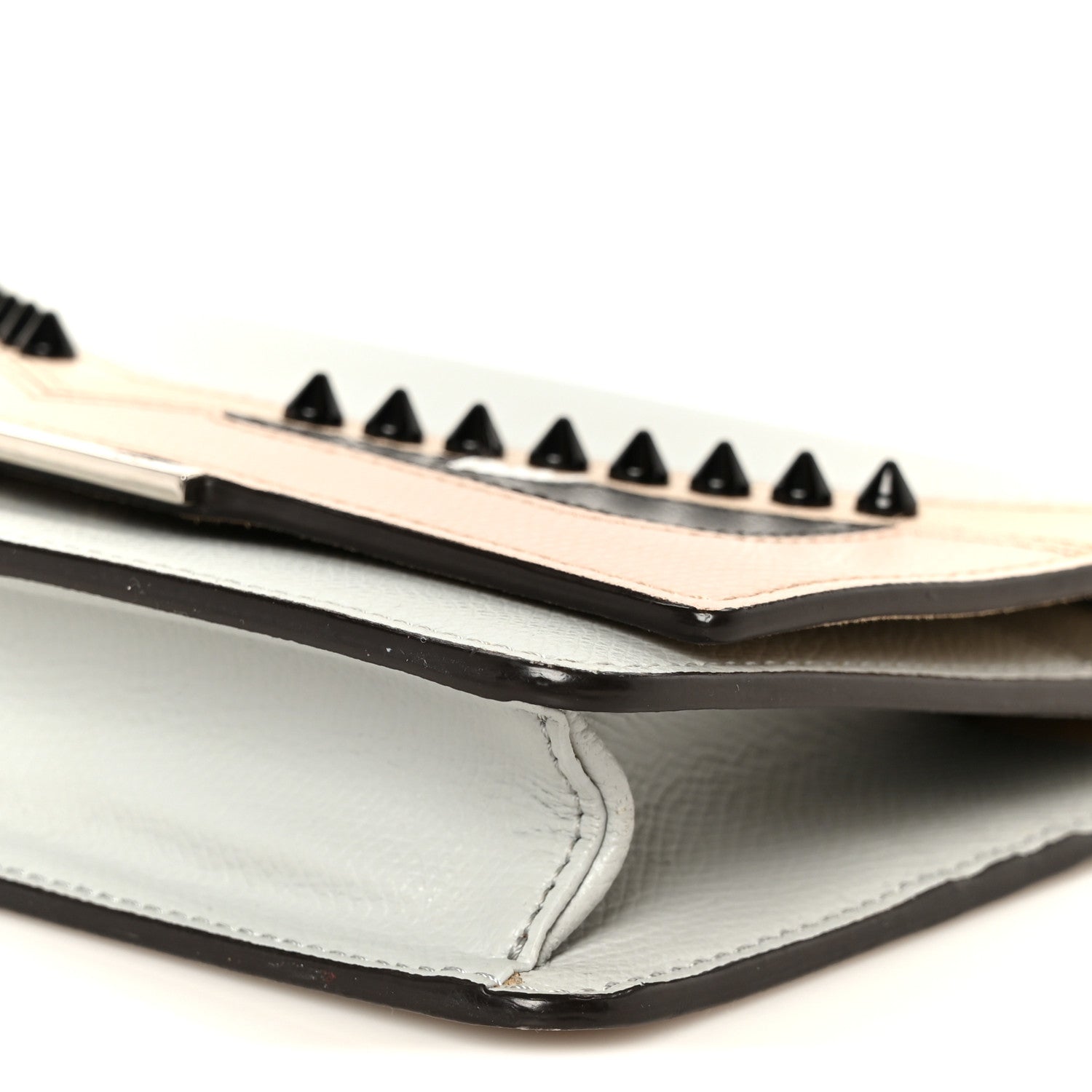 Fendi Vitello Elite Monster Eyes Studded Tube Wallet on Chain Grigio Perla Multicolor 11 of 11