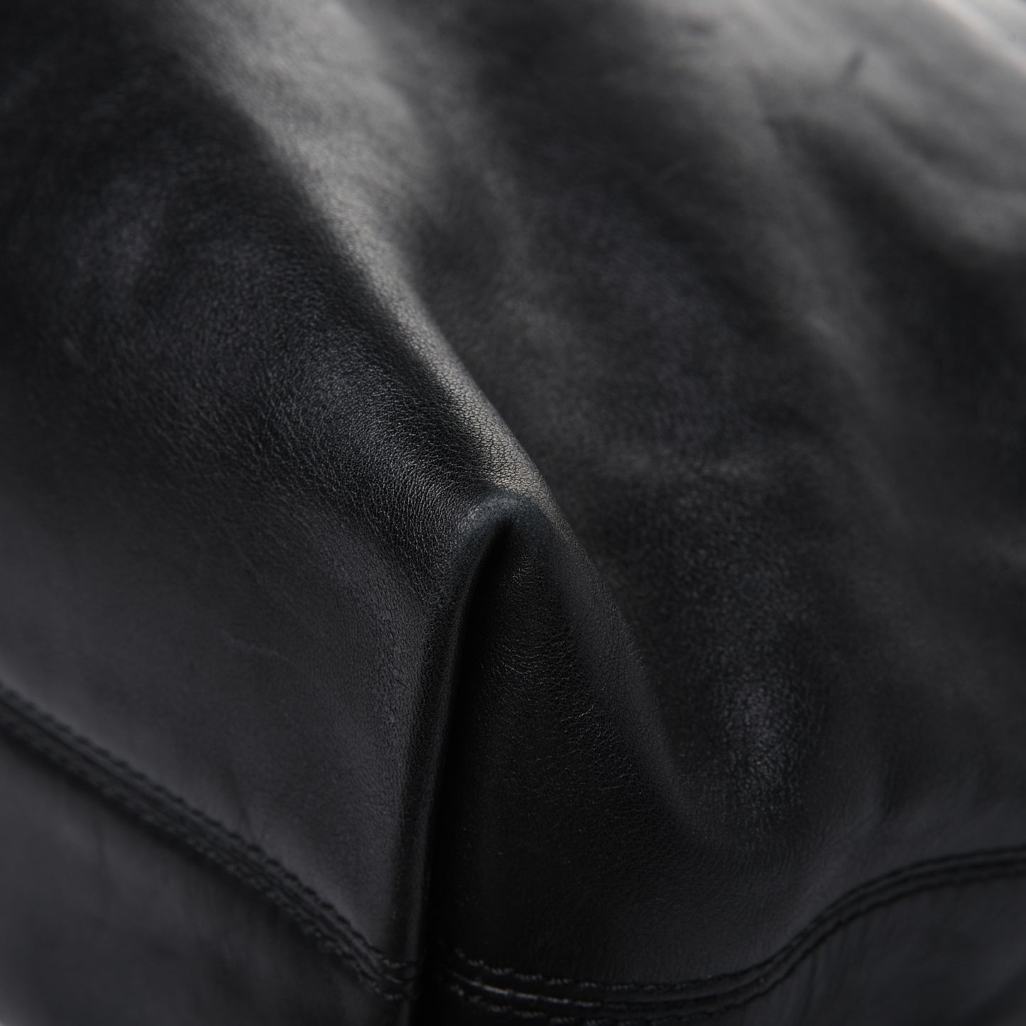 Lambskin CC Stitched Tote Black