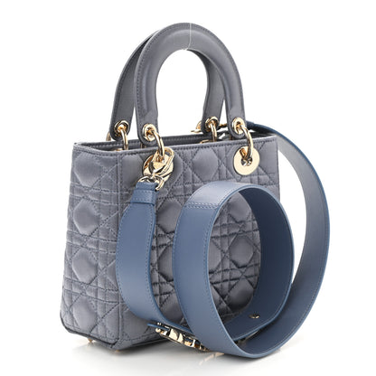 Christian Dior Satin Swarovski Crystal Cannage Small Lady Dior Grey 3 of 9