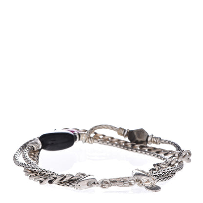 John Hardy X Adwoa Aboah Sterling Silver Tourmaline Pyrite Onyx Three Row Bracelet 3 of 4