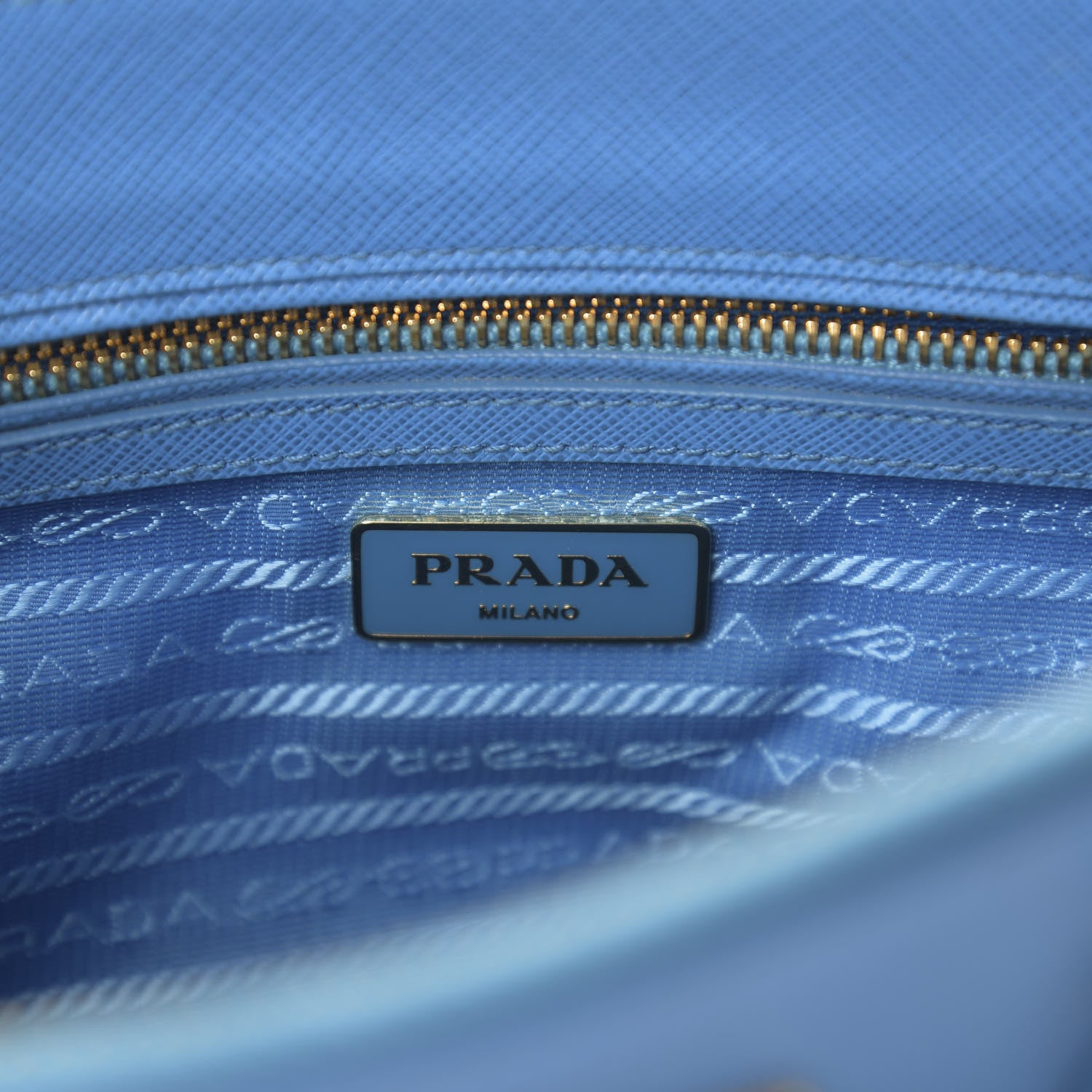 Prada Saffiano Mini Galleria Double Zip Tote Celeste 7 of 12