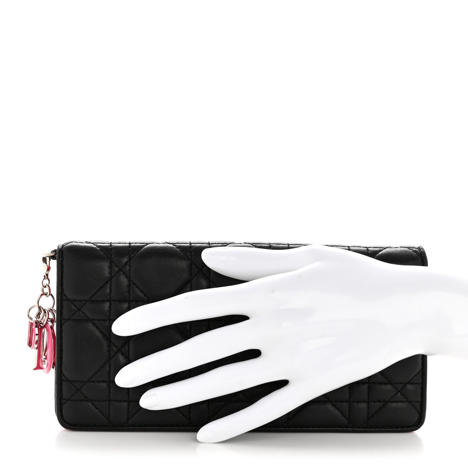 Christian Dior ブラレット ブラック XS Christian Dior Lambskin Cannage Bi-Color Lady Dior Flap Card