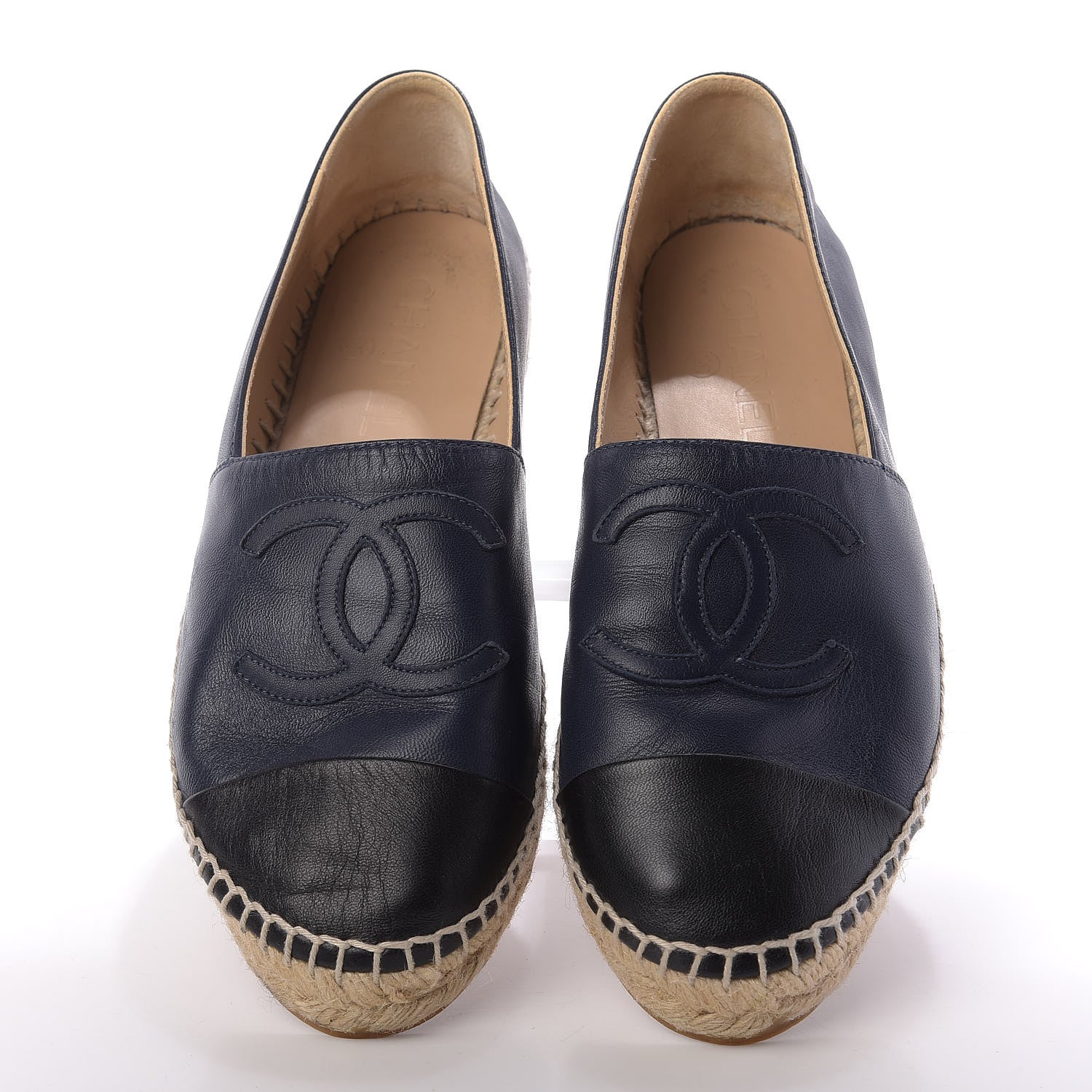 Chanel Lambskin CC Espadrilles 37 Navy Black 5 of 12