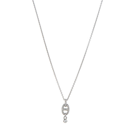 Hermes 18K White Gold Diamond PM Chaine d'Ancre Enchainee Necklace 1 of 6