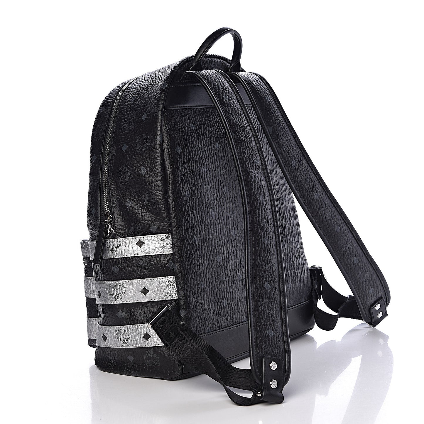 Metallic Visetos Striped Medium Stark Backpack Silver Black