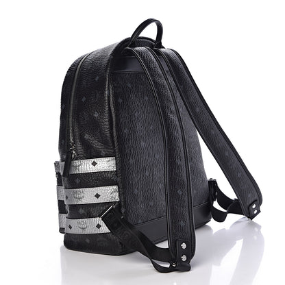 MCM Metallic Visetos Striped Medium Stark Backpack Silver Black 3 of 17