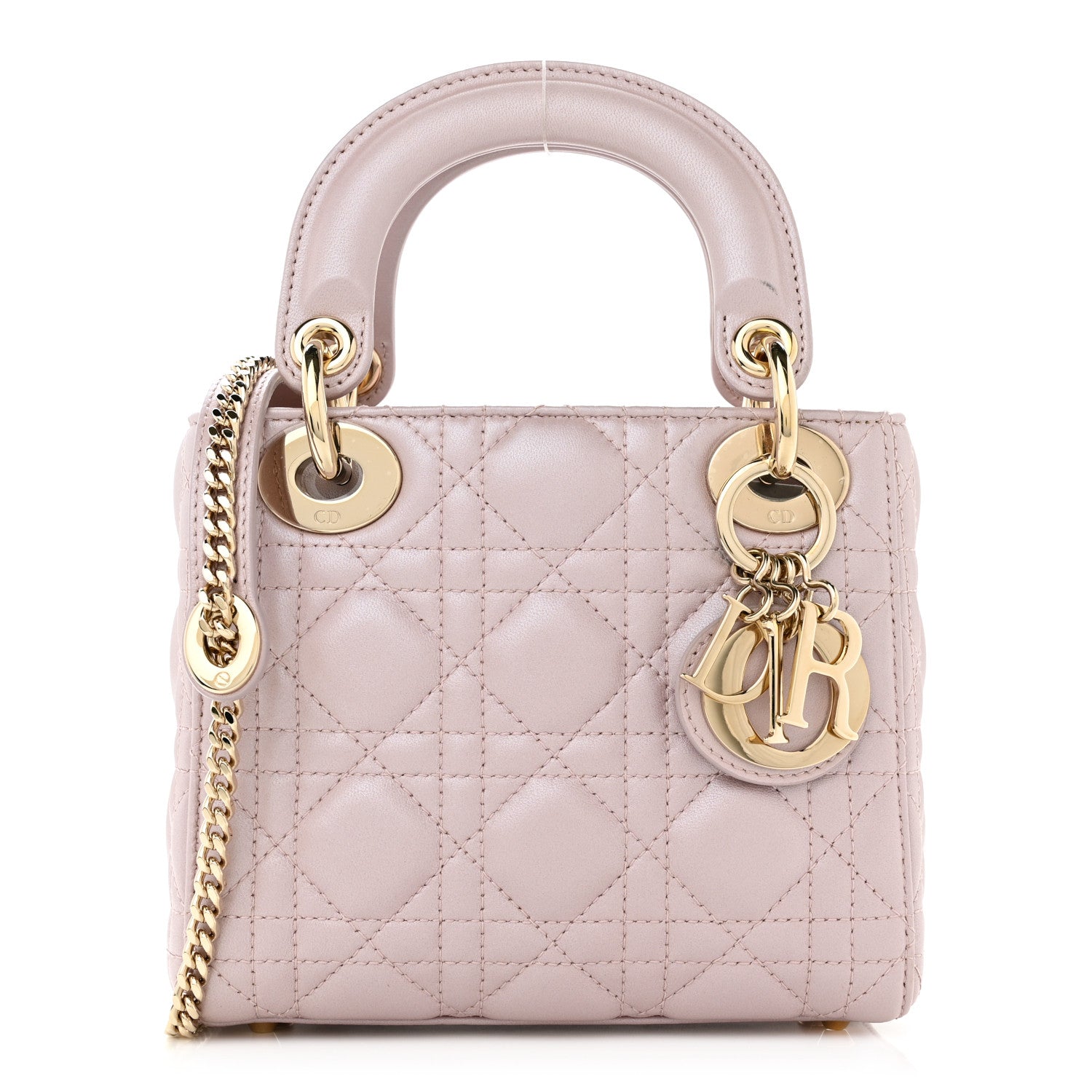 Christian Dior Metallic Lambskin Cannage Mini Lady Dior Lotus 1 of 10