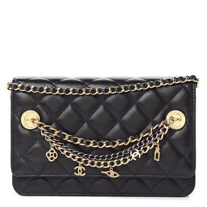 Chanel Lambskin Quilted Egyptian Amulet Wallet On Chain WOC Black 1 of 13