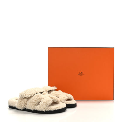 Hermes Woolskin Womens Chypre Sandals 38 Ecru 8 of 8