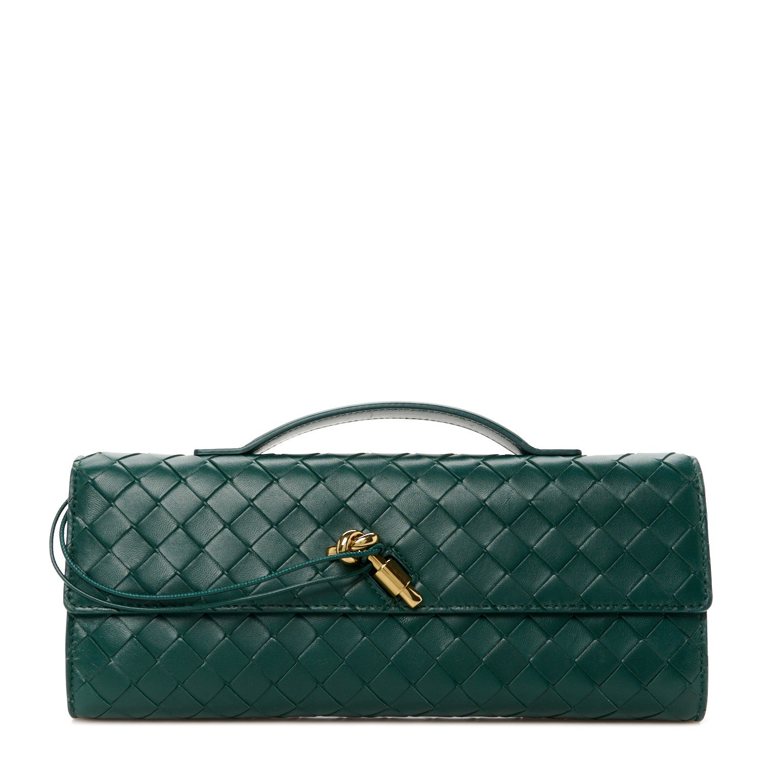 Bottega Veneta Nappa Intrecciato Long Andiamo Top Handle Clutch Emerald Green 1 of 8