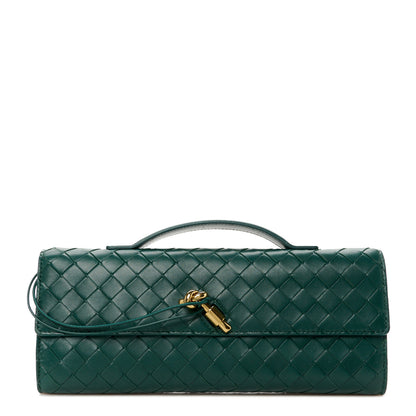 Bottega Veneta Nappa Intrecciato Long Andiamo Top Handle Clutch Emerald Green 1 of 8