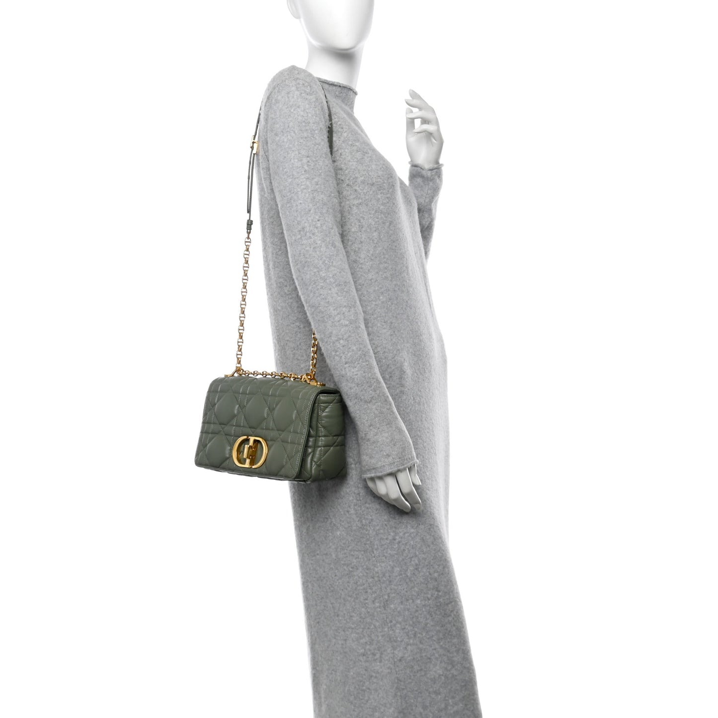 Calfskin Macrocannage Medium Caro Bag Cedar Green