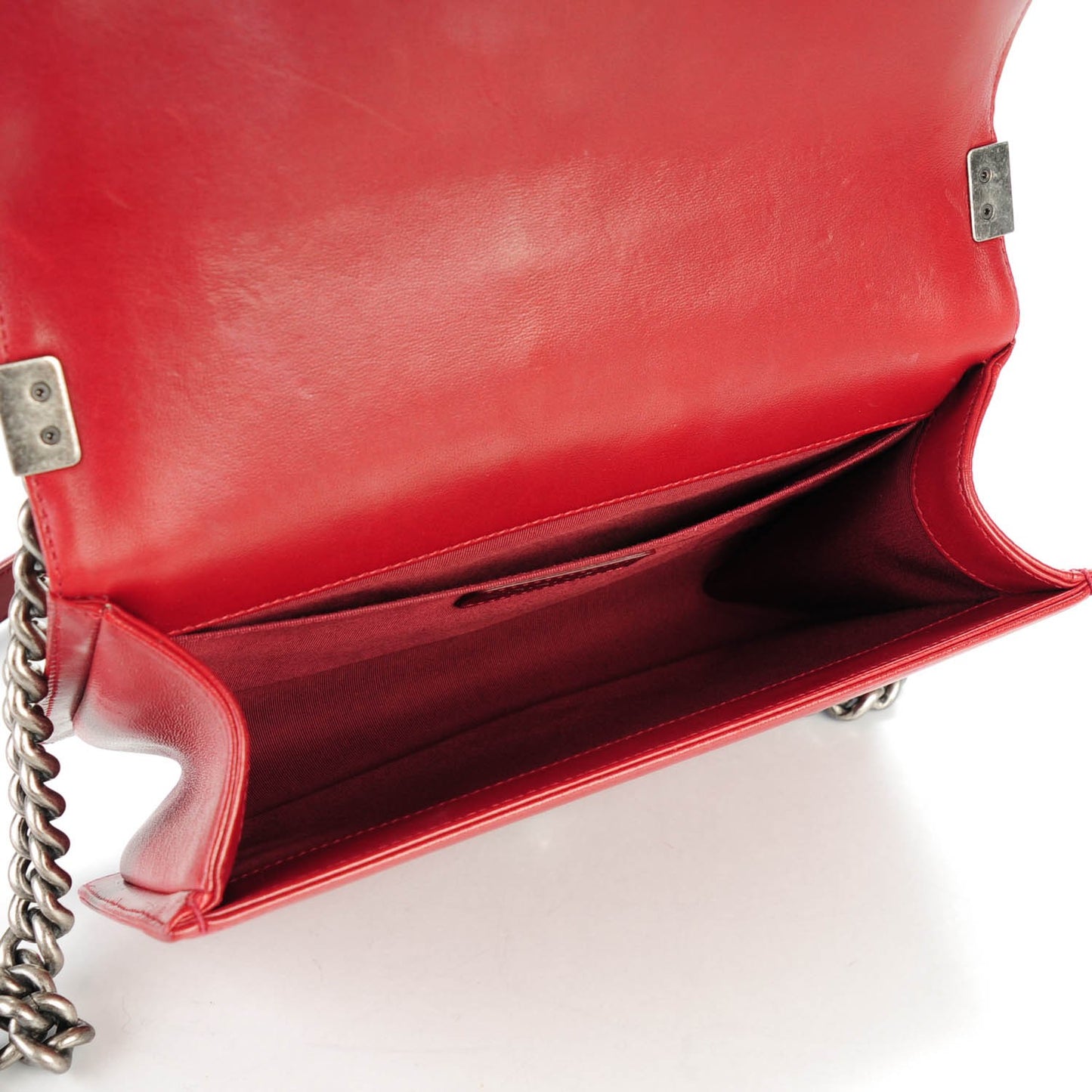 Lambskin Quilted Medium Boy Flap Dark Red